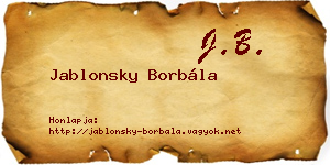 Jablonsky Borbála névjegykártya