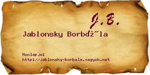 Jablonsky Borbála névjegykártya